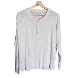 AMERICAN Eagle Outfitters cream ribbed long sleeve henley top size medium